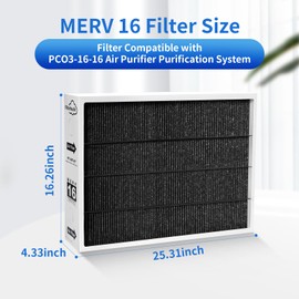 16x26x5 MERV16 Replacement Filter Compatible with PureAir PCO3-16-16 Air Purifier, Furnace Filter Compatible with Lennox 6605 MERV16 filter (1 Pack)