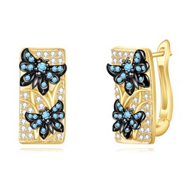 POPLYKE Gold Plated Butterfly Earrings for Women Sterling Silver Butterfly Hoop Earrings Butterfly Jewellery Gifts, 2017, Cubic Zirconia
