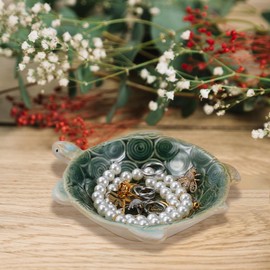 TOPPERFUN Vuoto Tasca Tartaruga Piatto A Forma 17x15x4cm Scatola di monili Tartaruga Ceramica, Ornamenti Animali Parrucchiere Scatola, Vassoio Gioielli Posacenere Porta Anelli