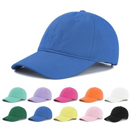 American Trends - Gorra de béisbol con cara sonriente para mujeres y hombres, gorra de béisbol ajustable para cola de caballo, camionero, papá, gorra de golf y tenis, Azul Real, Talla única