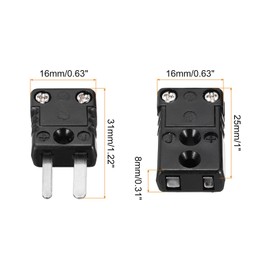 MECCANIXITY Mini J Type Thermocouple Wire Connectors Male Female Plug Adapter High Temperature 200°C(392°F) for Thermocouple Sensor