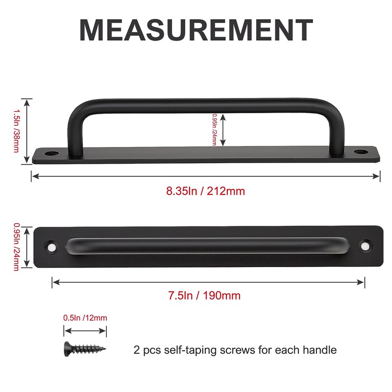 Ravinte Barn Door Handles 2 Pack Sliding Door Handle 7.5"