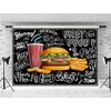 Burger Fries Photography Backdrop Black Wall Fast Food Restaurant Cooking