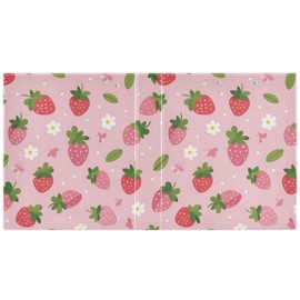 KJIZMO Daisy and Strawberry 3 Ring Binder 1.5 Inch Round Ring Binder Organizer with Clear View Pocket for Office Supplies-1Pack