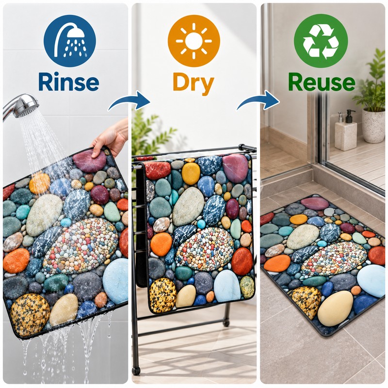 Non-Slip Bathroom Bath Mat – Absorbent Quick-Dry Shower Floor Rug