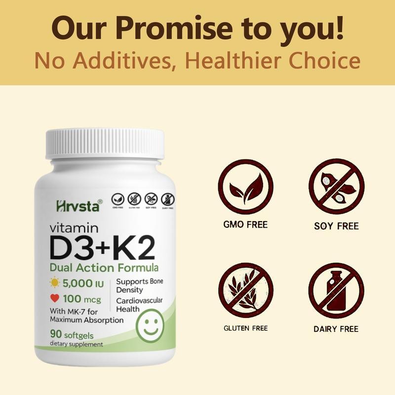Vitamin D3 & K2, 250 Veggie Softgels – 2-in-1 Formula