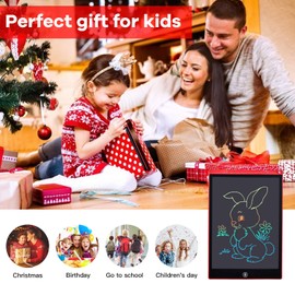 Colourful LCD Writing Board 12 Inch LCD Writing Tablet Electronic Tablet Graphic Tablet Digital Drawing Pad Children's Toy for 3-12 Years Old Girls (Red)