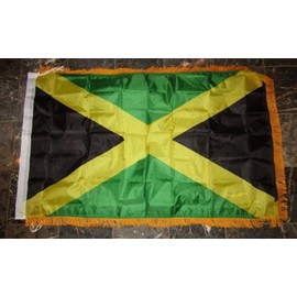 3x5 Jamaica Jamaican Poly Nylon Sleeve with Gold Fringe Flag 3x5 Banner - Quality Flags