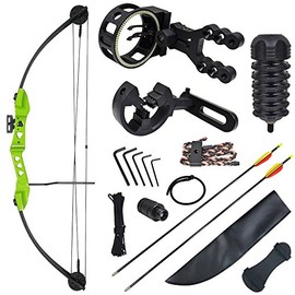 19-29 lb Green Archery Hunting Compound Bow w/Premium Kit +Quiver +Armguard +Finger Tab +2 26" Arrows 70 55 50 40 lbs