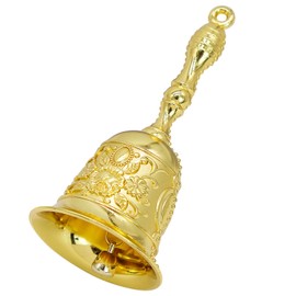 Small Hand Bell, Hand Bells Hand Table Bell, Metal Hand Bell, Service Bell, Hand Bell, Christmas for Restaurant, Hotel, Shops, Pet Training (Gold)
