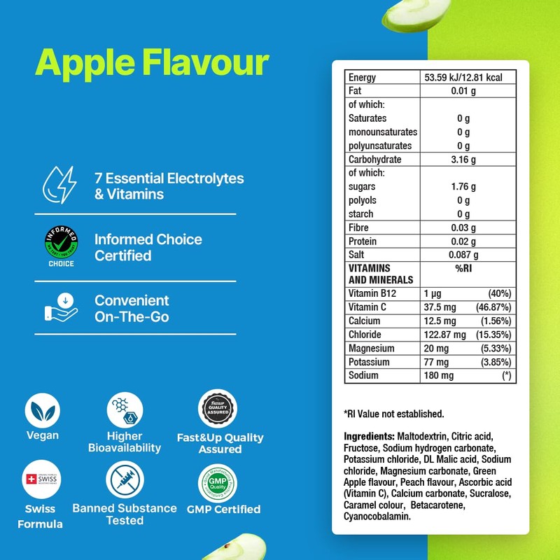 Fast&Up Reload –Apple Flavour – 80 Effervescent Tablets – Instant