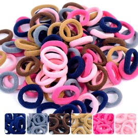 100 Pack Soft Seamless Hair Ties for Little Girls with Long Hair and Long Ponytails (Neutral Color)