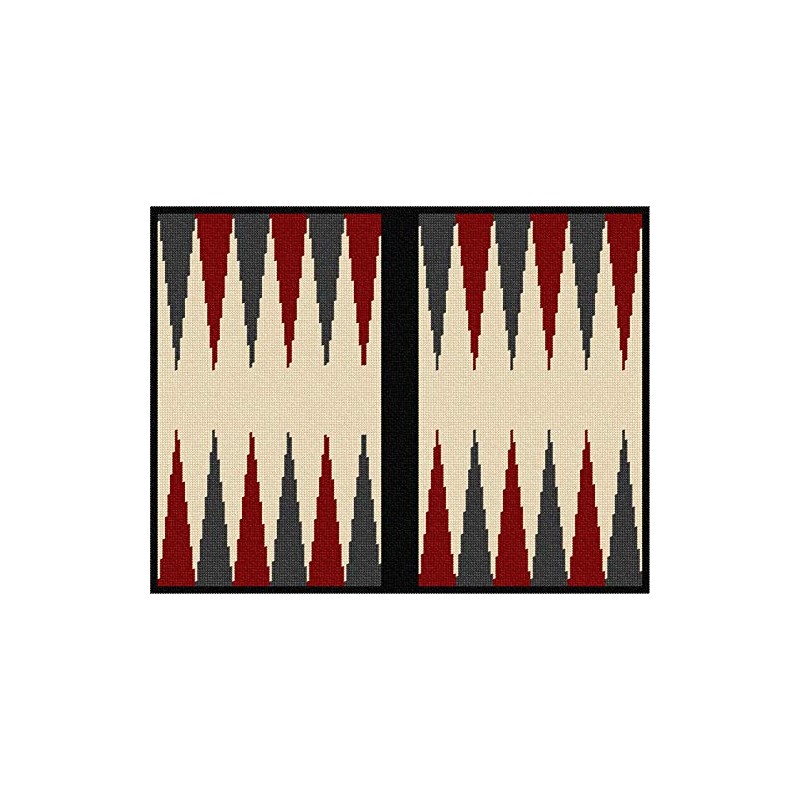 Pepita Needlepoint Canvas: Backgammon Cherry Charcoal, 16" x 12"