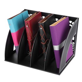 Magazine File A4 Desk Organiser 4 Compartments Magazine Rack Plastic Document Tray Lightweight Standing Folder Office Magazine Holder Book Holder Document Holder Removable Letter Tray