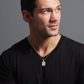 CyxenNova Men's Necklace Men's Gold, Letter Chain A-Z, Byzantine Chain Plate Chain Stainless Steel Men, Jewellery for Women Gifts Mother of Pearl, Gold, No Gemstone