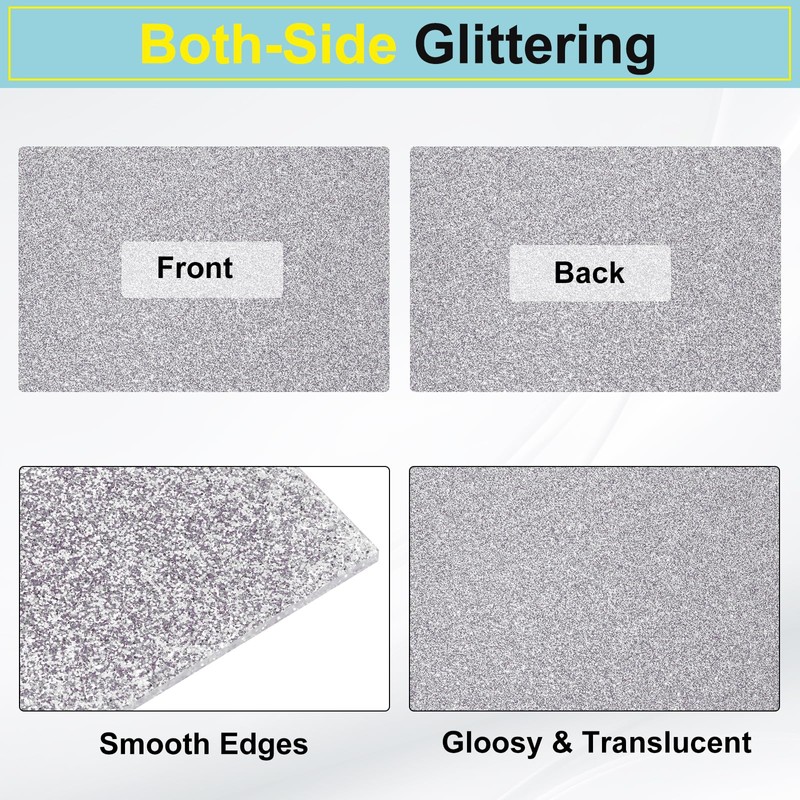 QUARKZMAN 1 x Glitter Acrylic Plates 1/8 Inch Thickness 12
