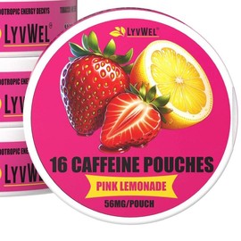 LyvWel Energy Pouches (1 Pack) (56mg fuel/pouch) energy Decky + lip pillow+ pre-workout+caffeine pouches - Flavor: PINK LEMONADE (1 CAN)