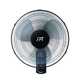 SPT SF-16W90 16″ Wall Mount Fan in Black with Remote Control, Oscillation and Timer (Corded Electric)