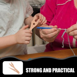 EXCEART DIY Bracelet Crafting Knitting Fork 2Pcs Wooden Knit Fork Big Eye Needle Set Wood Cord Making Hand Cut Lucet Fork Craft Braider Weaving Tool for Knitters and Crocheter