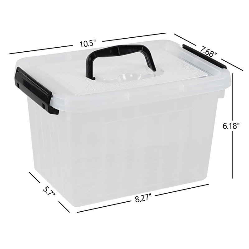 Ysmiltion 6 Quart Clear Small Storage Boxes with Handles, Plastic