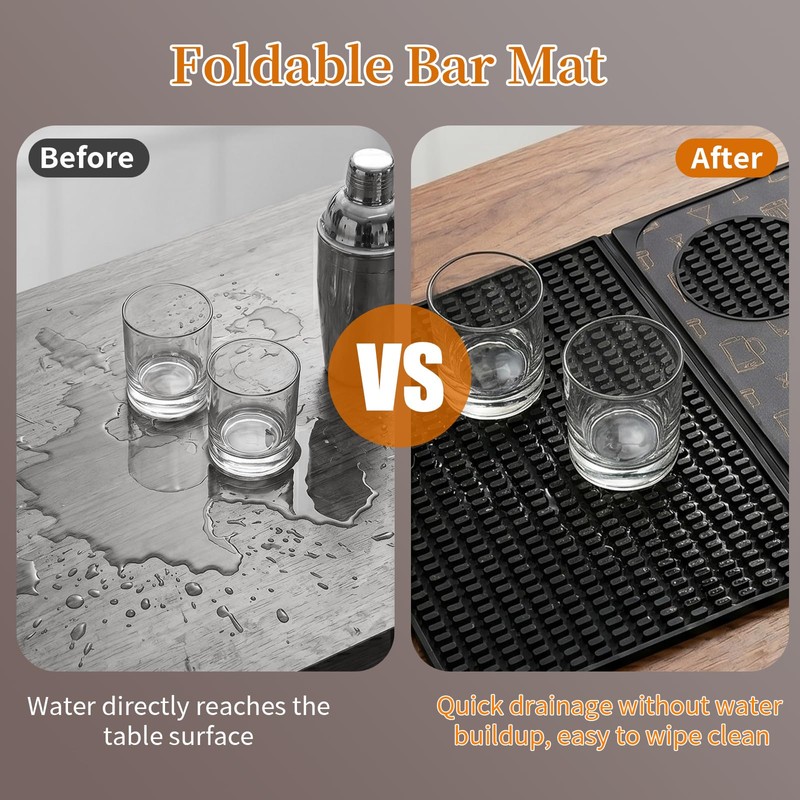 HEIFAM 3-in-1 Bar Mats for Countertop with Cutting Board, Quick-Dry