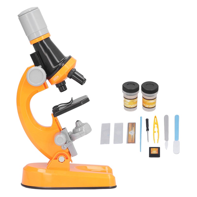 Kids Microscope Kit LED 1200X Microscope with Specimen Slides Science