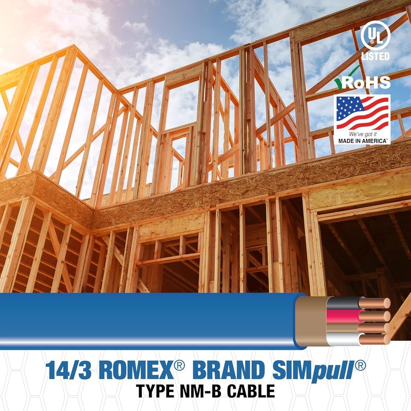 Southwire 63946926 Romex SIMpull NM-B Cable, Blue Jacket, Copper, Solid