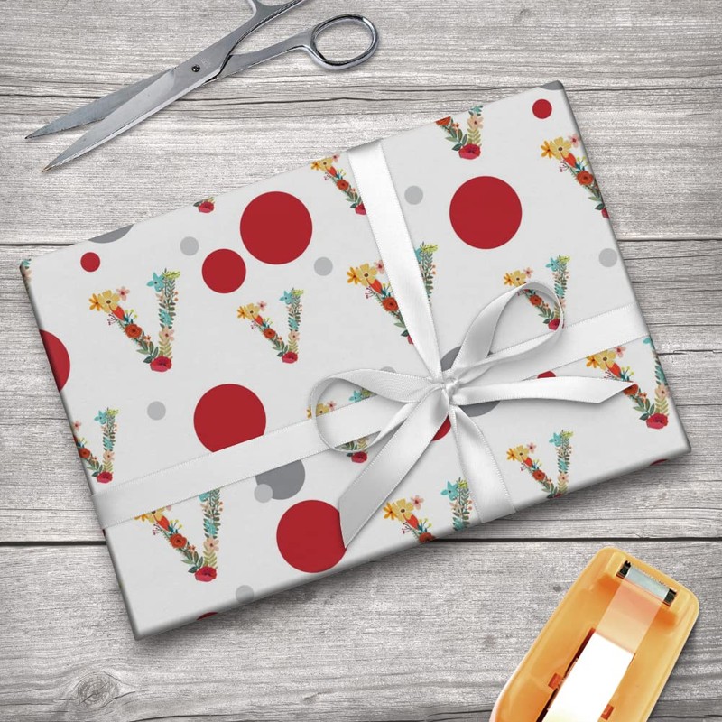 GRAPHICS & MORE Letter V Floral Monogram Initial Gift Wrap
