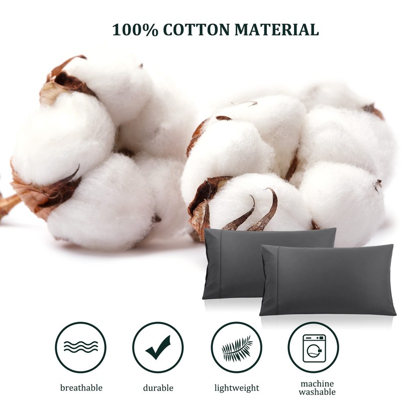 PiccoCasa Pillowcases 2 Pack Cotton Pillow Cases with Zipper Closure