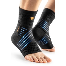 Ankle Brace with 3D Mesh, Lightweight Ankle Brace for Plantar Fasciitis & Achilles Tendon, Adjustable Foot Brace Stabilises Gently for Sports (Black, L)