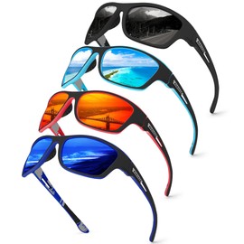 KUGUAOK 4PACK Sports Polarized Sunglasses for Men Fishing Cycling Running Sun Glasses Lightweight Frame UV Protection Goggles