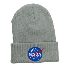 e4Hats.com NASA Insignia Embroidered Long Beanie - Lt Grey OSFM