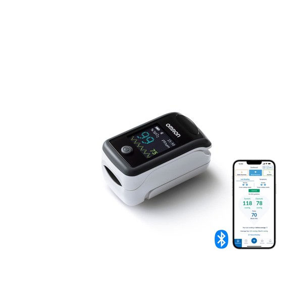 Omron P300 Intelli IT Fingertip Pulse Oximeter for Blood Oxygen Saturation SpO2 with Bluetooth and Companion App, Black