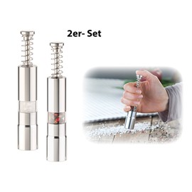 Rosenstein & Söhne Salt and Pepper Mills: Manual Salt and Pepper Mills with Push Button Operation – Set of 2 (Spice Mill)