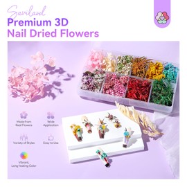 SAVILAND Essentials 300PCS Dried Flowers for Nails: Colorful Real Natural Flowers Nail Art Supplies 3D Dry Flower Nails Stickers Small Dried Flowers for Resin Manicure Accessories Decoration Kits