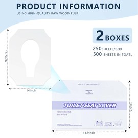 KISEER 2 Pack (500 Pieces) Disposable Toilet Seat Covers Flushable Paper Toilet Seat Cover for Bathroom, Hotels, Travel, Kids or Adults