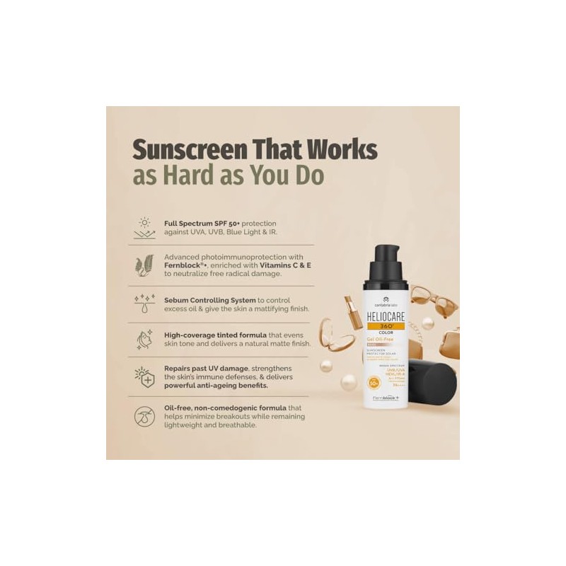 Heliocare 360° Protector Solar Color Gel Oil-Free SPF 50+ Beige