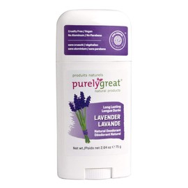 Purelygreat Natural Deodorant Stick - Lavender - EWG Verified™ - Vegan, Cruelty Free - No Aluminum, No Parabens - Essential Oils