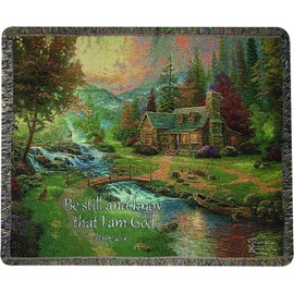 Manual Woodworkers & Weavers Tapestry Throw, Psalm 46:10, 50 x 60-Inch, Mountain Paradise Scripture