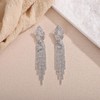 Xerling Rhinestone Tassel Earrings Sparkling Silver Chandelier Fringe Bridal Earrings