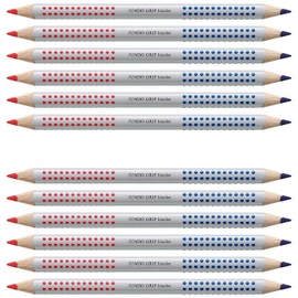 Faber-Castell 110910 Jumbo Grip Bi-Colour Pencil for Hyphenation and Correction, Red / Blue, multicolour