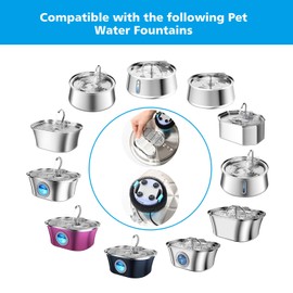 Cat Water Fountain Filter,Cat Fountain Filter Replacement for 3.2L/108oz Ship-Shaped Cat Drinking Fountain and 4L/134oz Stainless Steel Pet Fountain,Pet Water Fountain Filter with Pre-Filter Sponges