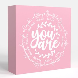 Christian Decor, Religious Gifts for Women, Scripture Wall Art, Bible Verse Wall Decor,Jesus Decor, Wooden Box Sign for Home Farmhouse Office Living Room Bedroom Church Table Desk Shelf Tiered Decor