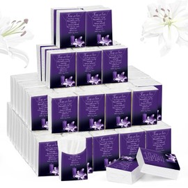 100 Packs Memorial Facial Tissues Those We Love Don't Go Away Inspirational Poem Pocket Tissues 3 Ply Napkins Packs Funerals Wedding Supplies for Family Relatives Guests, 700 Sheets(Purple)
