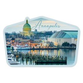 Die Cut Sticker Annapolis, Maryland, Marina, Photography, Contour Vinyl Sticker 3 to 6 inches, (Waterproof Decal for Cars, Water Bottles, Laptops, Coolers), Large