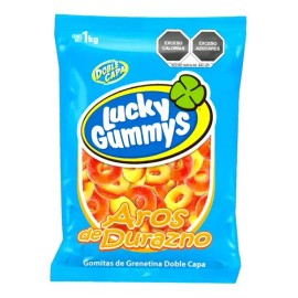 Lucky Gummys Aros de Durazno 1kg Gomitas Sin Lactosa