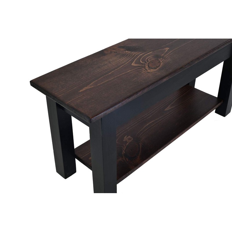 Red Mahogany and Black Bench with Shelf (36)