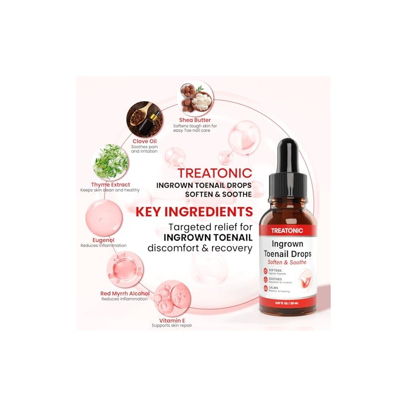 Ingrown Toenail Treatment Kit with Precision Clippers & Drops
