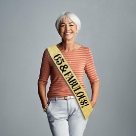 65 Birthday Decorations - 65th Birthday Sash - "65 & Fabulous" Birthday Sash - 65th Birthday Sash for Women - 65th Birthday Sash for Men - 65th Birthday Decorations (Gold)