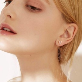 Rose Gold Stud Earrings for Girls Women, S925 Sterling Silver Post Rose Gold Stud Earrings Letter M Initial Hypoallergenic Earrings for Women Girls Jewelry Earrings Mothers Day Valentines Gifts